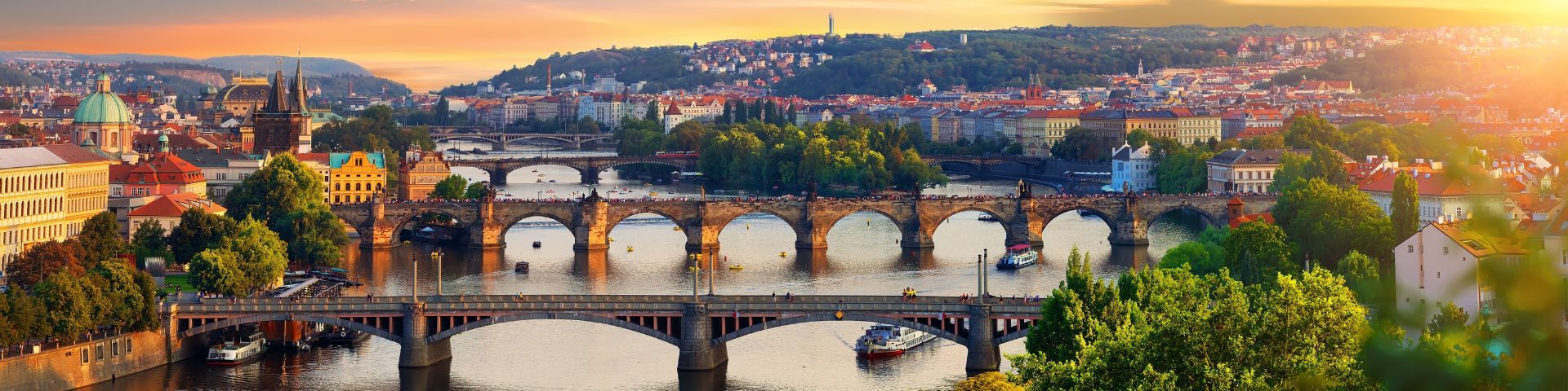 Sonnenuntergang in Prag auf einer Tschechien Reise mit sz-Reisen
